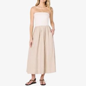 The Drop Hellen Strapless Mixed Media Dress